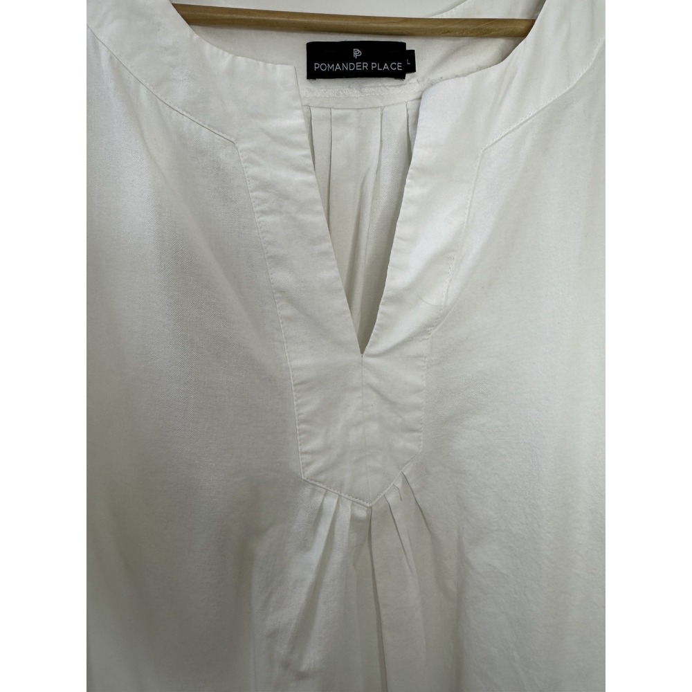 Pomander Place Tuckernuck Finley White Flutter Sleeve Dress Cotton Pockets Large - Picture 6 of 13